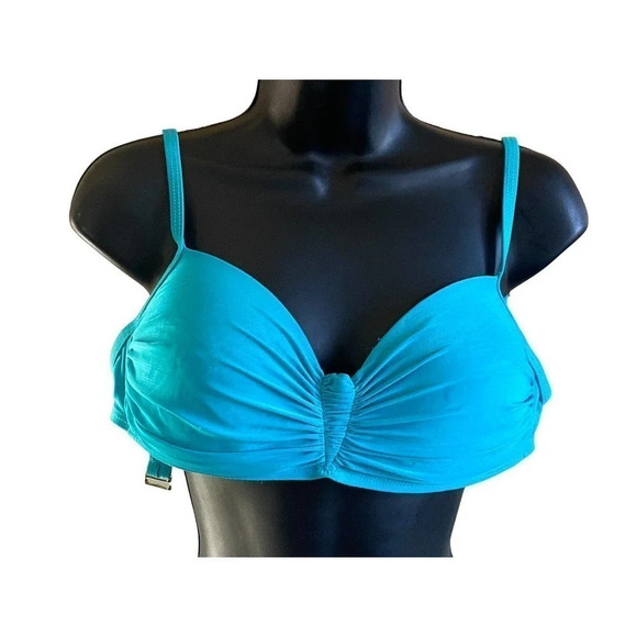 La Blanca Swim Bikini Top Size 6 Blue Loop Hook Closure Beach Ready Swimwear - Picture 1 of 9